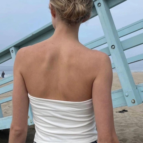 Brandy Melville White Cropped Tube Top - Picture 2 of 3